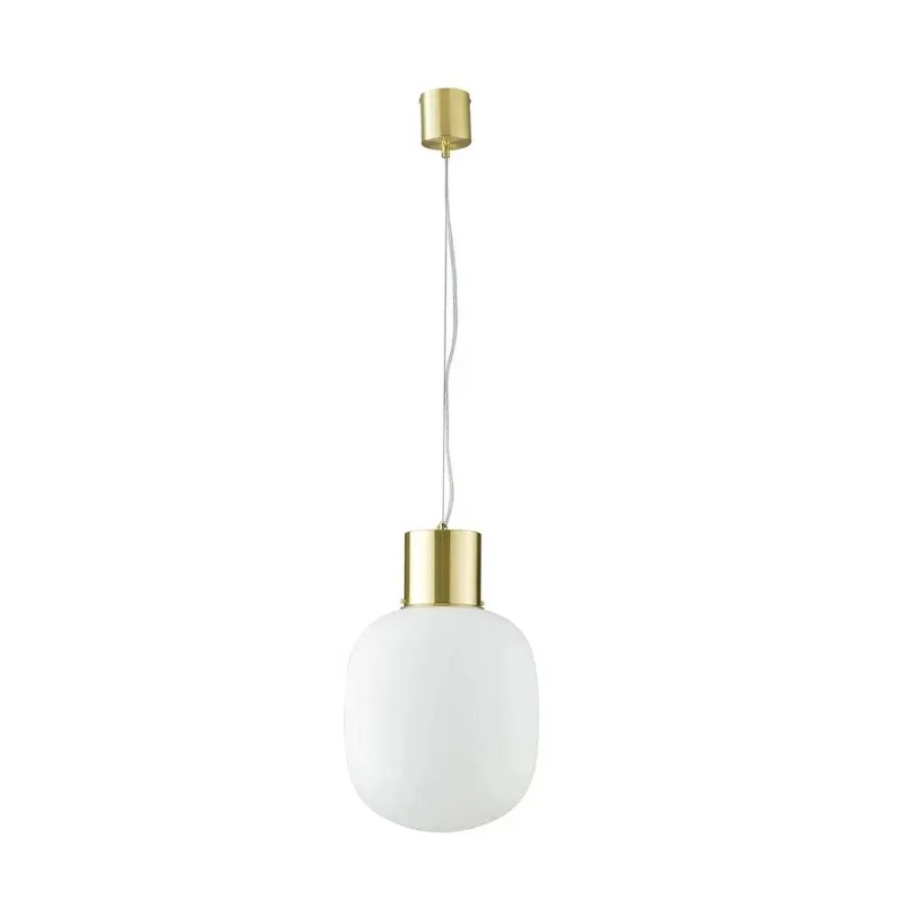 Pendente Cápsula Vidro Fosco e Latão - Outlet Novaluz Iluminação