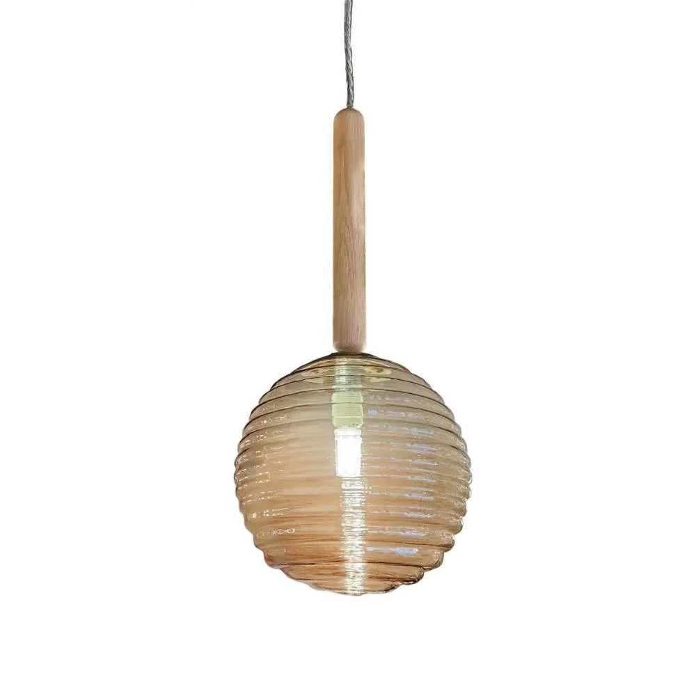 Pendente Madeira Âmbar - Outlet Novaluz Iluminação